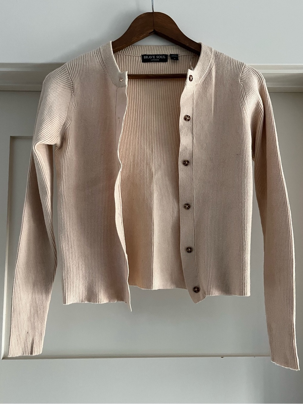 Brave Soul Women’s Beige Ribbed Cardigan